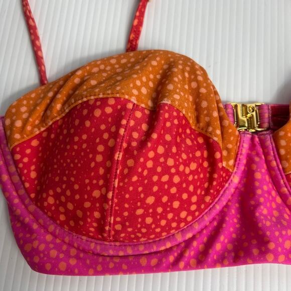 Vix Paula Hermanny PIPER BLOCK CORSAGE TOP Bikini Top Polka Dot Size Large - Picture 2 of 11